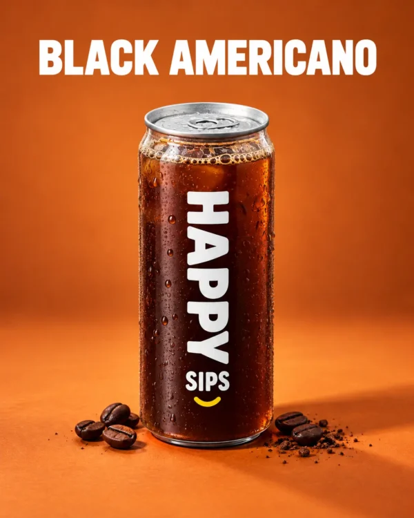 Branded Cans Happy Sips Black Americano