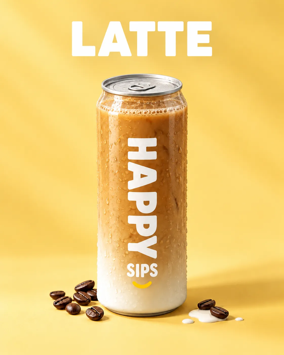 Branded Cans Happy Sips Latte