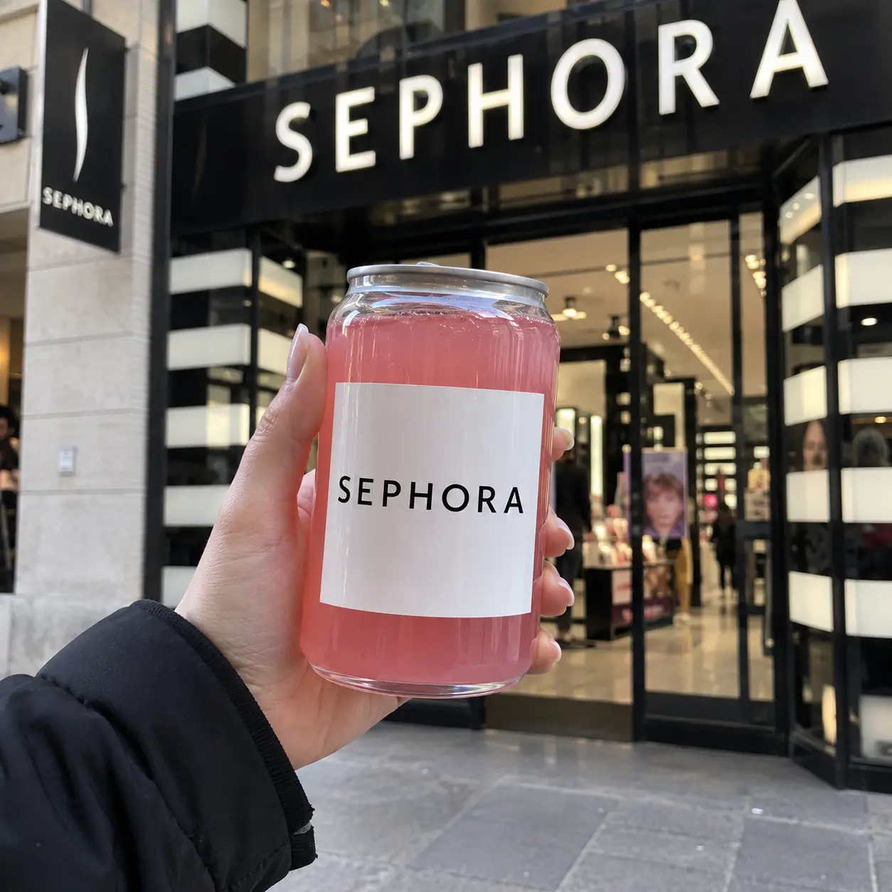 Branded canned drinks for Sephora
